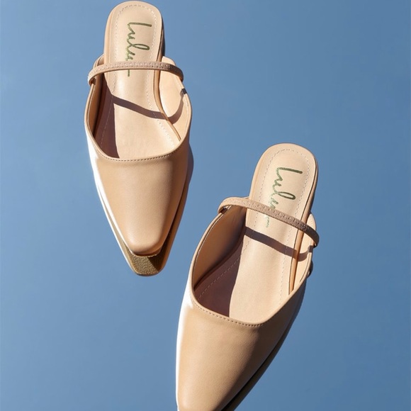 Lulus Shoes - Lulu’s Valarae Naked Vanilla Squared-Toe Loafer Slides